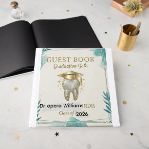 Luxury Teal and Gold Dental Hygienist Graduation G Guest Book