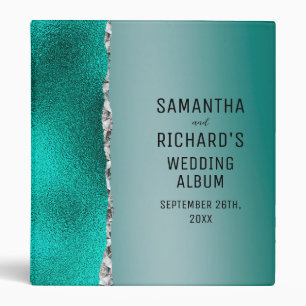 Luxury Teal Turquoise Silver Glitter Wedding Album Binder