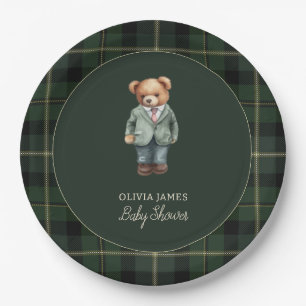 Luxury teddy bear baby shower paper plate