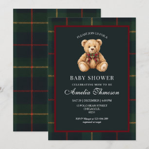 Luxury Teddy Bear Christmas baby shower Invitation