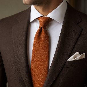 Luxury Terracotta Burnt Orange Jacquard Tie