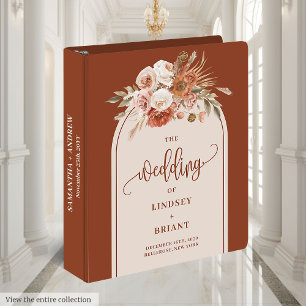Luxury Terracotta Pampas Sage Boho Floral Wedding Binder