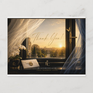 Luxury Thank You Postcard Golden Window Scene