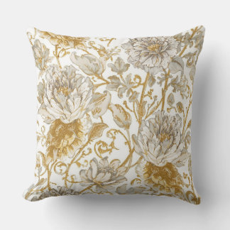 Luxury,The Beauty of Blooming Gold Flowers Patter Throw Pillow