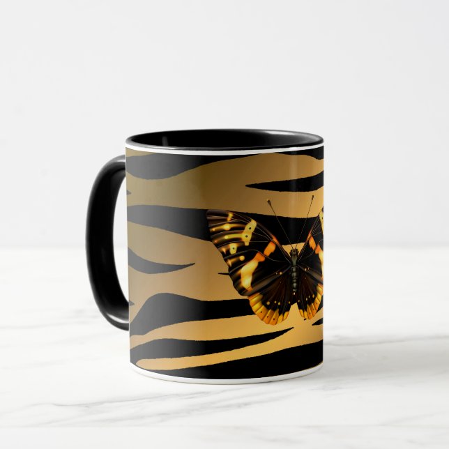Luxury Tiger Butterfly Trendy Line Mug (Front Left)
