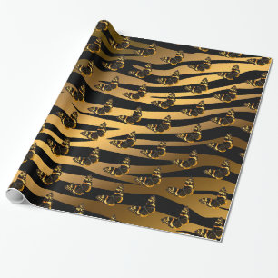 Luxury Tiger Butterfly Trendy Line Wrapping Paper