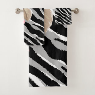 Luxury Tiger Rose Trendy Line Bath Towel Set