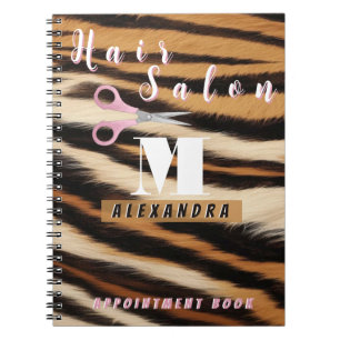Luxury Tiger Skin Faux Fur Hair Salon Notebook