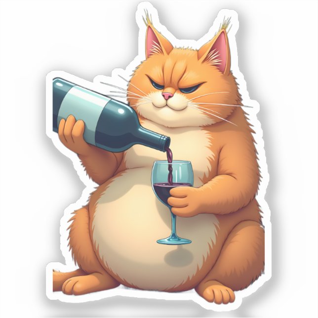 Luxury Tipsy Cat Modern Art Illustration (Front)