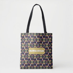 Luxury Traditional Songket Pixel Embroidery Motif  Tote Bag