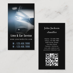 Luxury Transport Car QR Code Blue & Black Business Card
