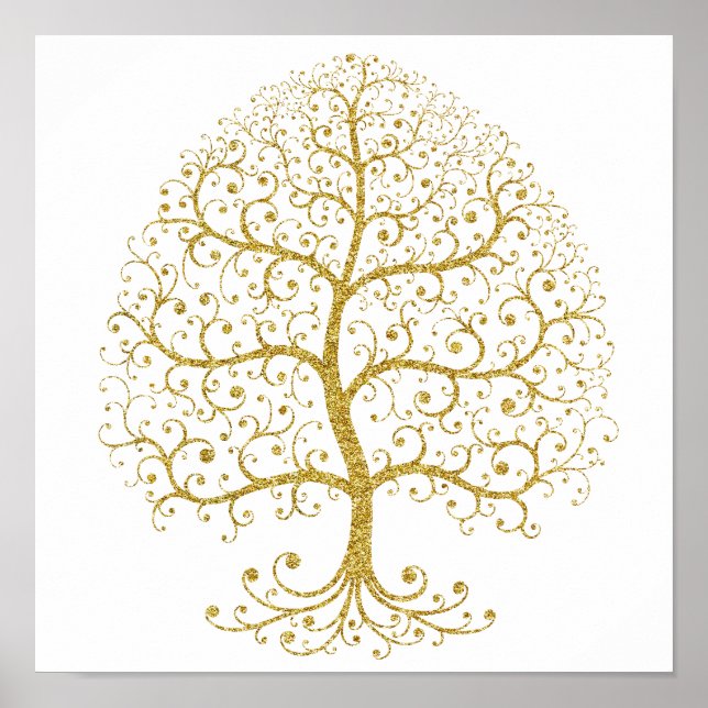 Luxury Tree of Life Gold Modern Minimalist Poster (Front)