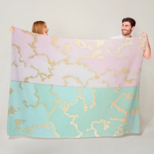 Luxury Trendy Blush Pink Soft Mint Gold Collection Fleece Blanket
