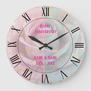 Luxury Trendy Blush Pink Soft Mint Gold Collection Large Clock