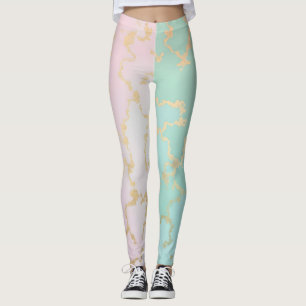 Luxury Trendy Blush Pink Soft Mint Gold Collection Leggings