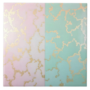 Luxury Trendy Blush Pink Soft Mint Gold Collection Tile