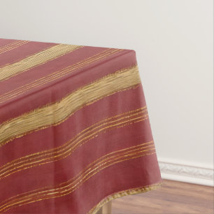 Luxury Trendy Burgundy Gold Linen Collection Tablecloth