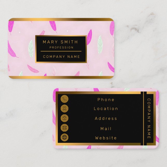 Luxury Trendy Feathers Boho Collection Business Card (Front/Back)