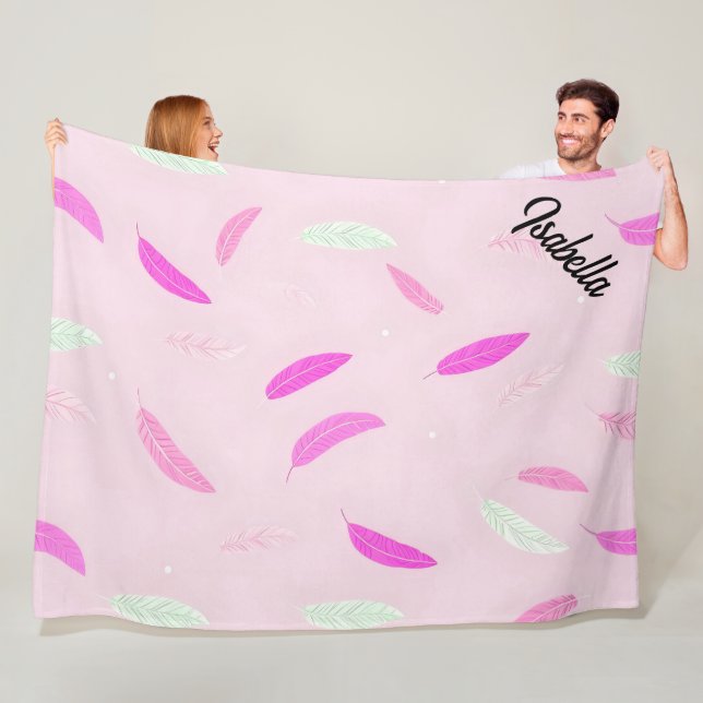 Luxury Trendy Feathers Boho Collection Fleece Blanket (In Situ)