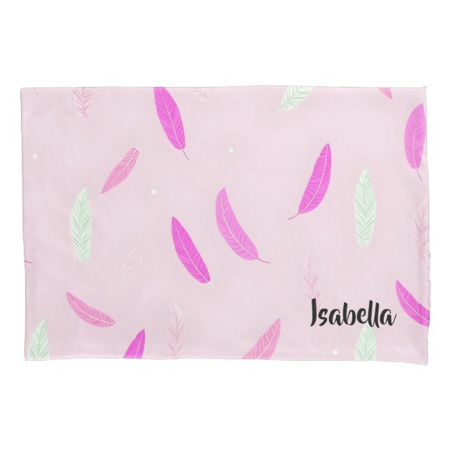 Luxury Trendy Feathers Boho Collection Pillowcase (Front)