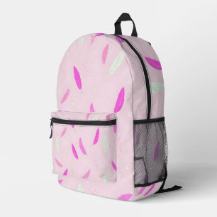 Luxury Trendy Feathers Boho Collection Printed Backpack