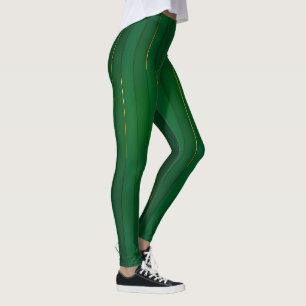 Luxury Trendy Green Gold Linen Texture Collection Leggings
