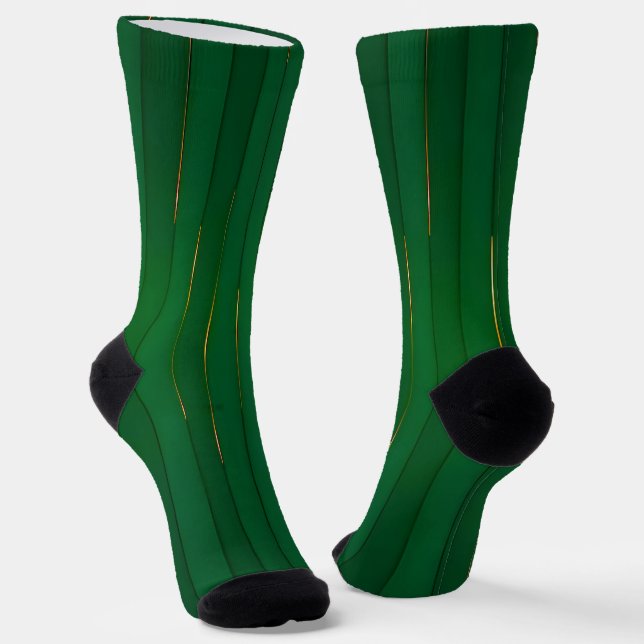 Luxury Trendy Green Gold Linen Texture Collection Socks (Angled)
