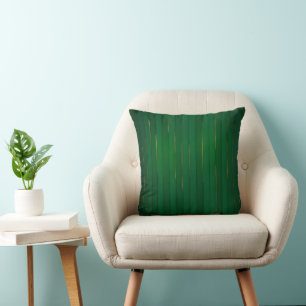 Luxury Trendy Green Gold Linen Texture Collection Throw Pillow