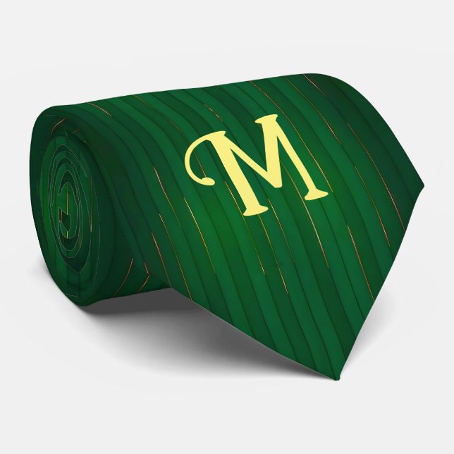 Luxury Trendy Green Gold Linen Texture Collection Tie (Rolled)