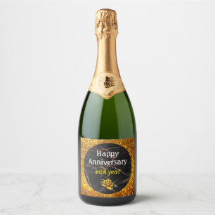 Luxury Trendy Marble Pink Black Customize Sparkling Wine Label