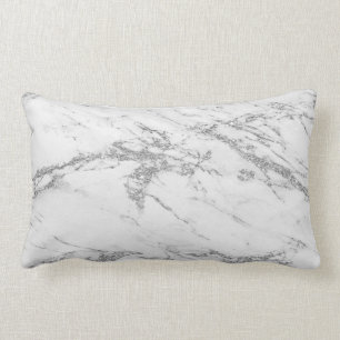 Luxury Trendy Silver Glitter Marble Cotton Throw P Lumbar Pillow