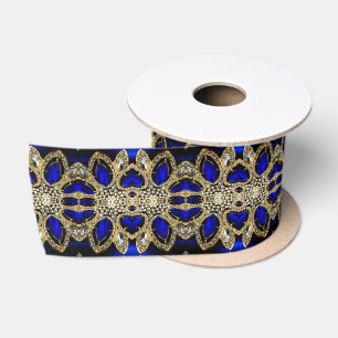 Luxury Trendy Stylish Gold Turquoise Cobalt Blue Satin Ribbon