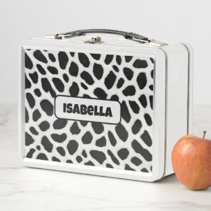 Luxury Trendy White Leopard Elegant Collection Metal Lunch Box