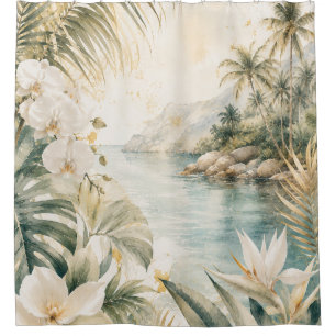 Luxury Tropical Coastal Watercolor Wall Art