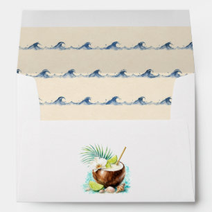 Luxury Tropical Coconut Cocktail Beach Wedding Envelope
