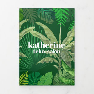 Luxury Tropical Modern Boutique & Salon Green Tri-Fold Card