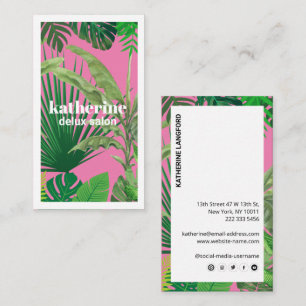Luxury Tropical Modern Boutique & Salon Pink Business Card