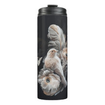 Luxury Tumbler with Bird, Flowers, Feathers 1