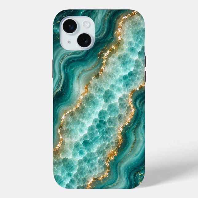 Luxury Turquoise Agate Marble with Gold Veins Case-Mate iPhone Case (Back)