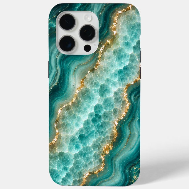 Luxury Turquoise Agate Marble with Gold Veins Case-Mate iPhone Case (Back)