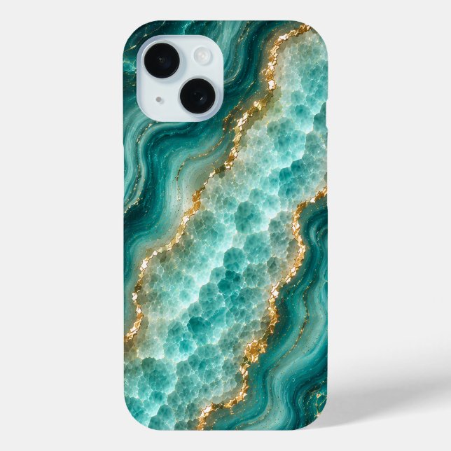 Luxury Turquoise Agate Marble with Gold Veins Case-Mate iPhone Case (Back)