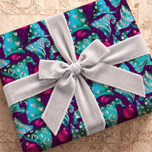 Luxury turquoise faux glitter gnome hat Christmas Wrapping Paper
