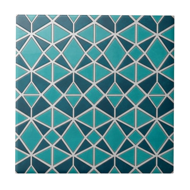 Luxury Turquoise Geometric Diamond Mosaic Tile (Front)