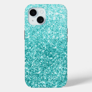 Luxury Turquoise Glitter Gradient iPhone 15 Case
