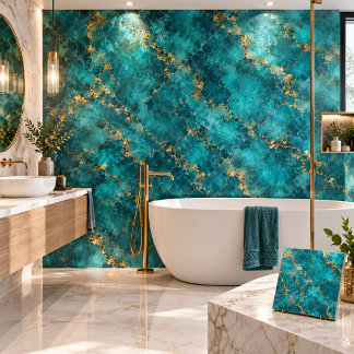 Luxury Turquoise Gold Marble Ceramic Tile