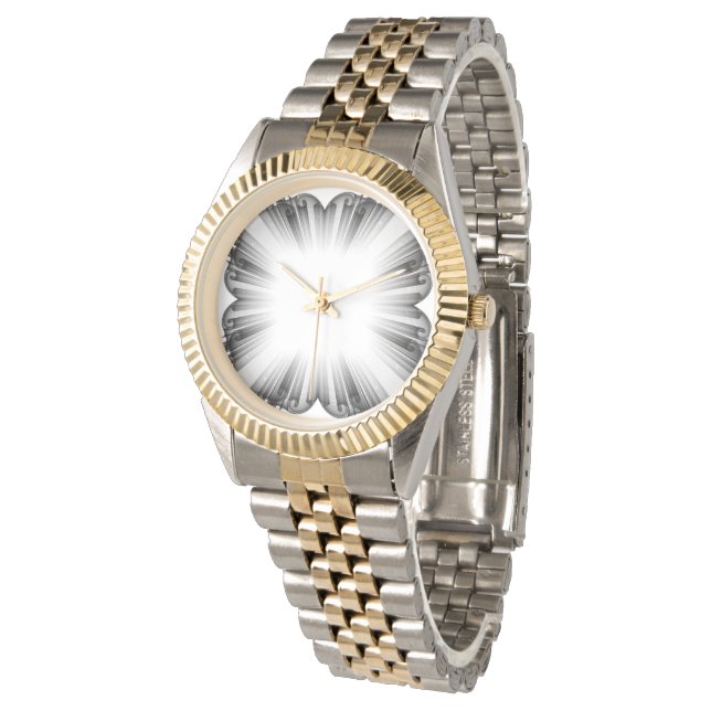 Luxury Two-Tone Gold and Silver Abstract Burst Watch (Angled)