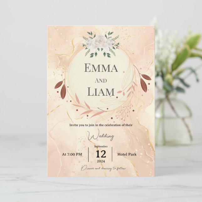 Luxury Unique Wedding Card – Personalized Gold (Standing Front)