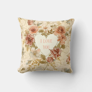 Luxury,Valentine's Day,I Love You,Roses,Love Heart Throw Pillow