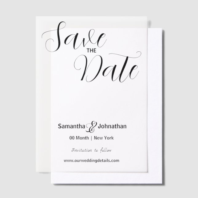 Luxury vellum photo overlay script  invitations (Offset)