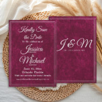 Luxury Velvet Burgundy Berry Monogram Wedding
